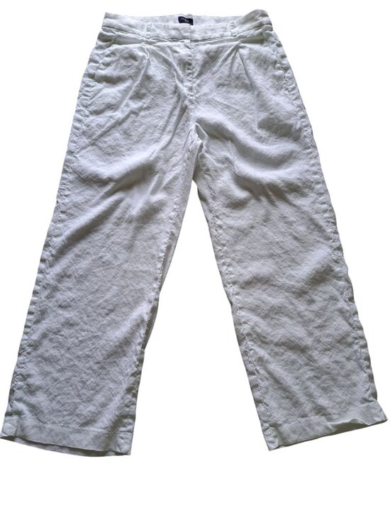 J. Crew Pants - J. Crew White Linen Bld Wide-Leg Pants 10 Women's Flowy Summer Vacation Beach
